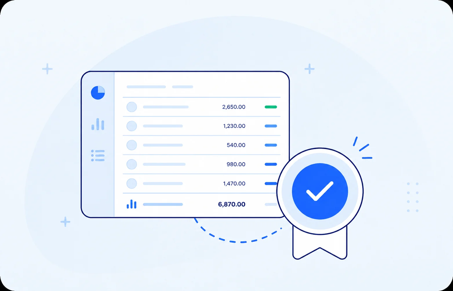 A payout ledger with an approval badge